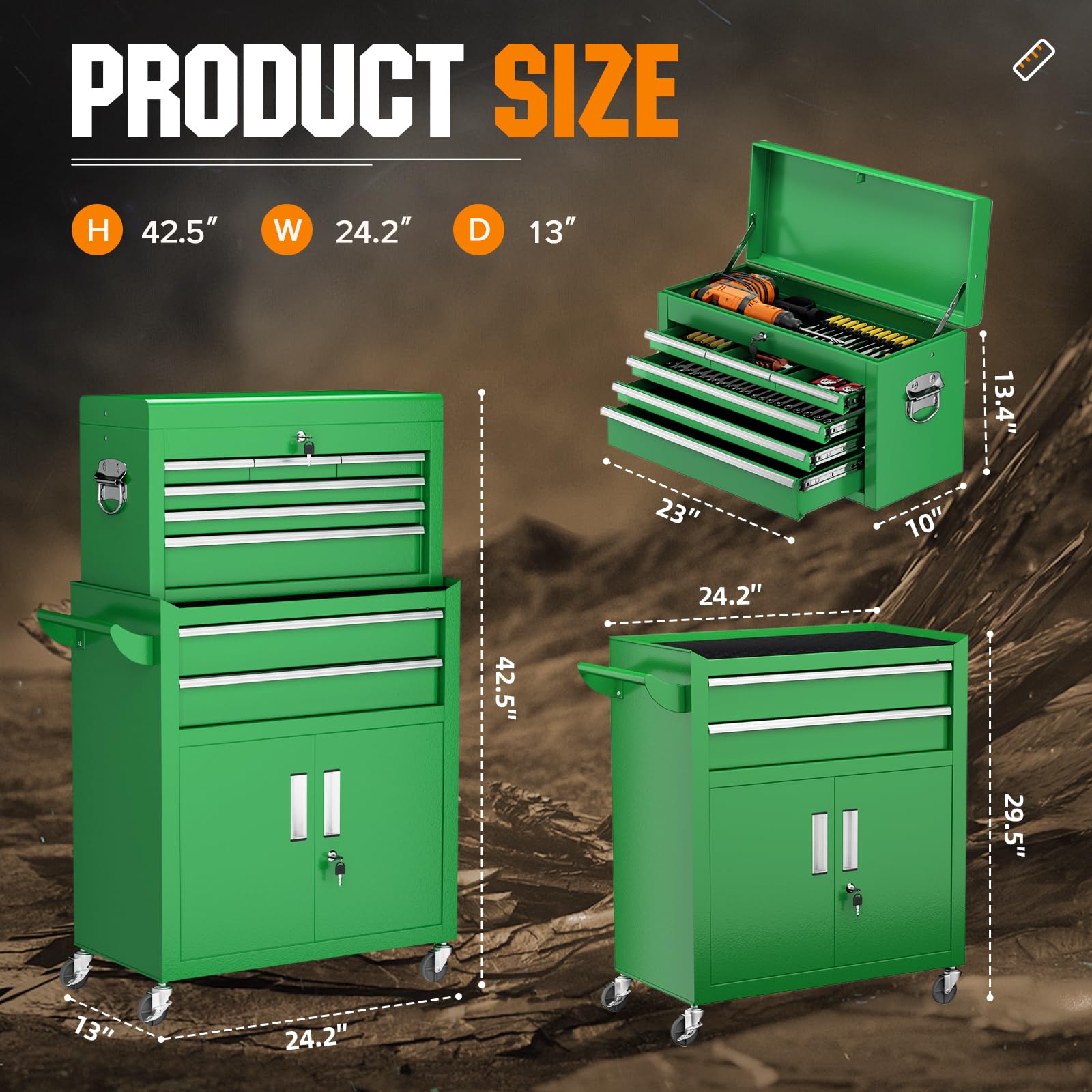Amazon.com: Crownland 8 Drawer Rolling Tool Chest with Wheels